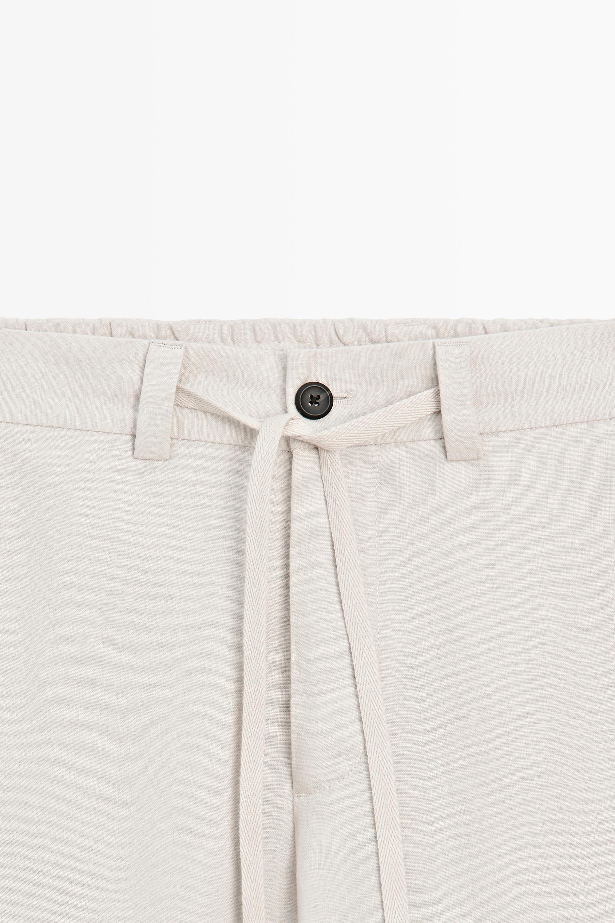 Pantalon à taille élastique 100 % lin